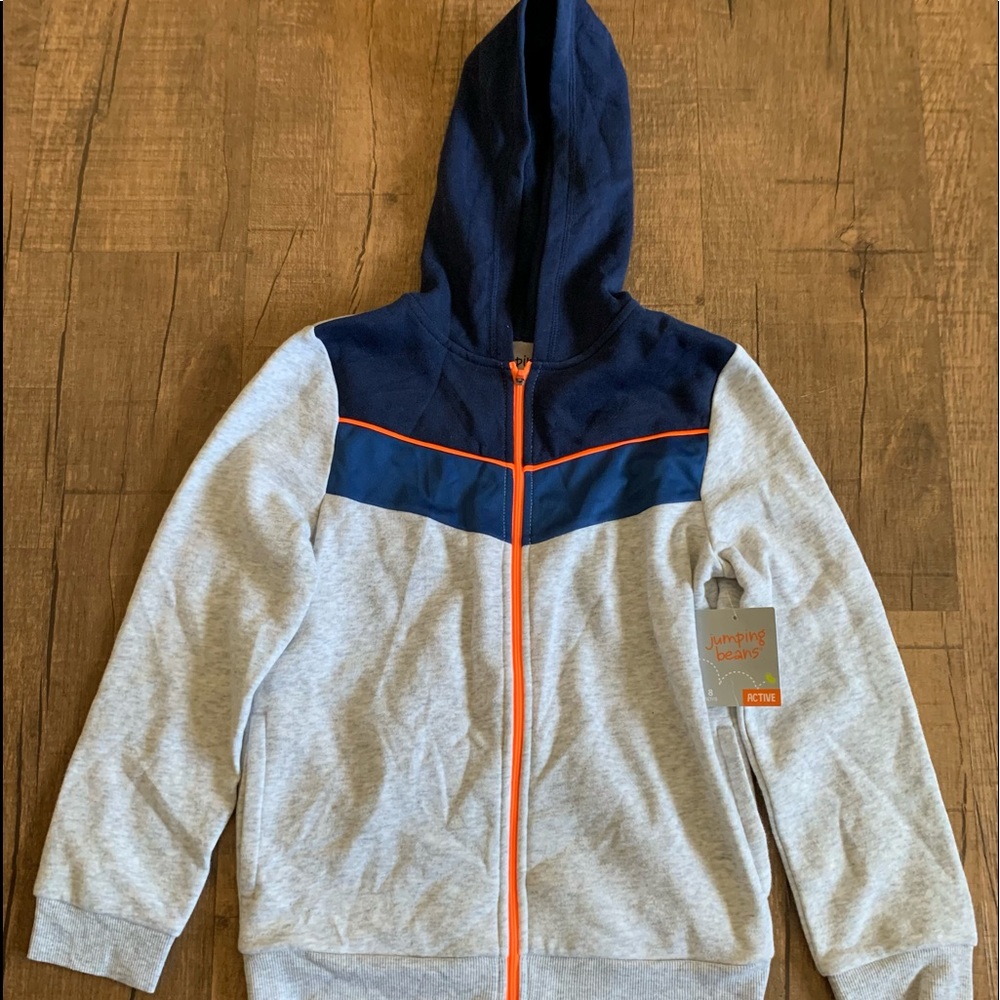 Kids zip up active grey & navy hoodie size 8